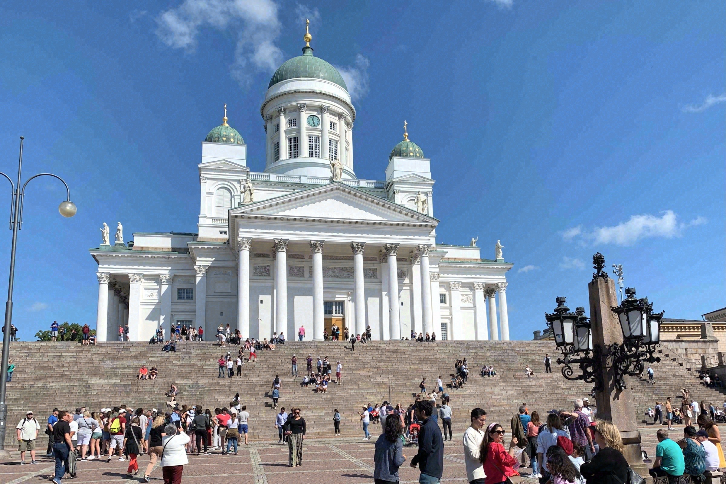 The white cathedral of Helsinki on Senate Square, starting point of the ferry to Tallinn