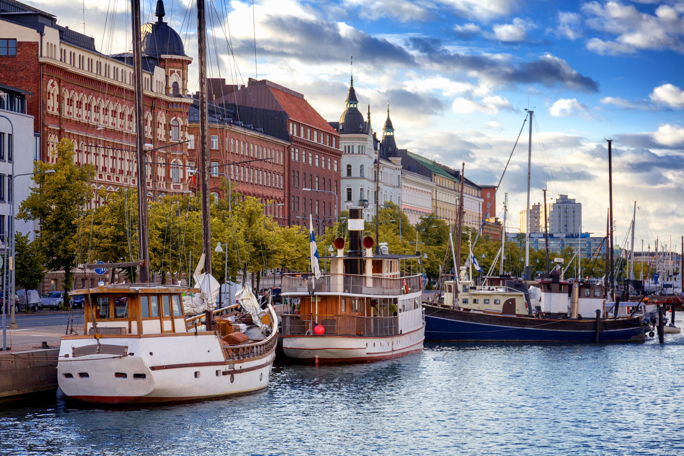 The harbour promenade at Katajanokka, where Viking Line's Viking XPRS departs from. This Art Nouveau district is only a short walk from the city centre.